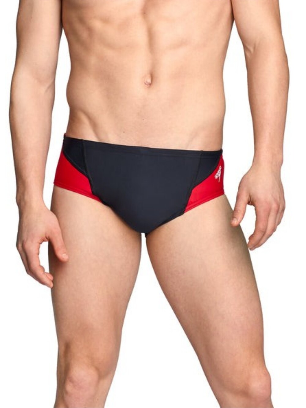 SPEEDO TONE SETTER Men's Black and Red Swim Briefs SIZE 24 Medium NWT